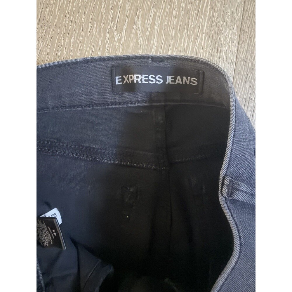Women’s Express Mid Rise Black Fringe Jeans Dark Wash Cowgirl Denim Size 4R - Picture 4 of 7